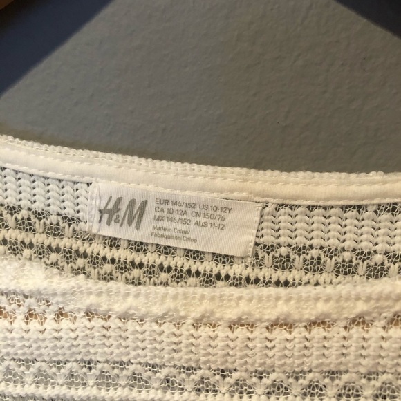 H&M white fringe crop top size 10-12Y - Picture 2 of 4